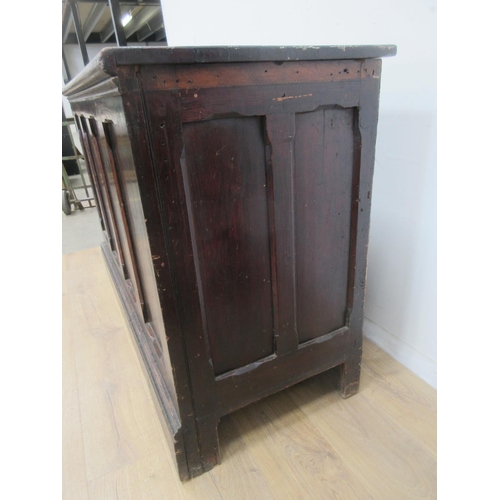 111 - A Victorian stained Shop Counter fitted two drawers to rear with four panel front 4ft 8in W x 3ft H