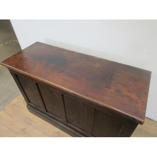 111 - A Victorian stained Shop Counter fitted two drawers to rear with four panel front 4ft 8in W x 3ft H