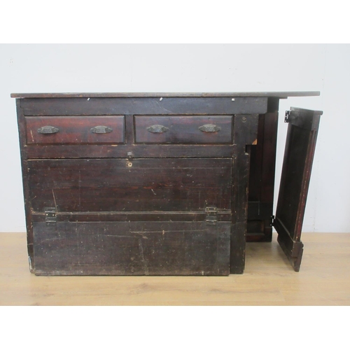 111 - A Victorian stained Shop Counter fitted two drawers to rear with four panel front 4ft 8in W x 3ft H