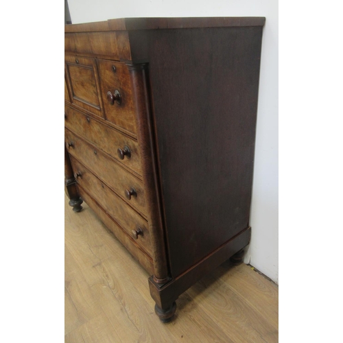 143 - A Victorian Scottish Chest of three short and three long drawers between turned columns and mounted ... 