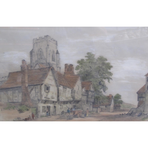 255 - RICHARD RAYNER. Figures and Cart by Hop Kilns, signed, watercolour, 9 x 12 1/2; a coloured drawing b... 