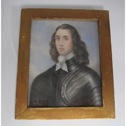 306 - ENGLISH SCHOOL, mid19th Century. Portrait miniature of a seventeenth century Nobleman, small half-le... 