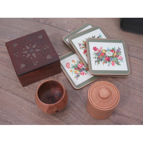 33 - A rosewood and brass inlaid box, Card Games, Jigsaw, etc