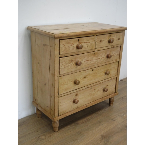 331 - A Victorian pine Chest of two short and three long drawers 3ft 4in W x 3ft 4in H