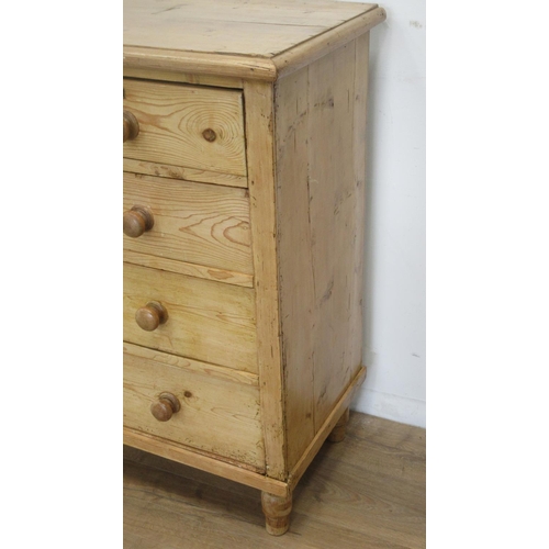 331 - A Victorian pine Chest of two short and three long drawers 3ft 4in W x 3ft 4in H