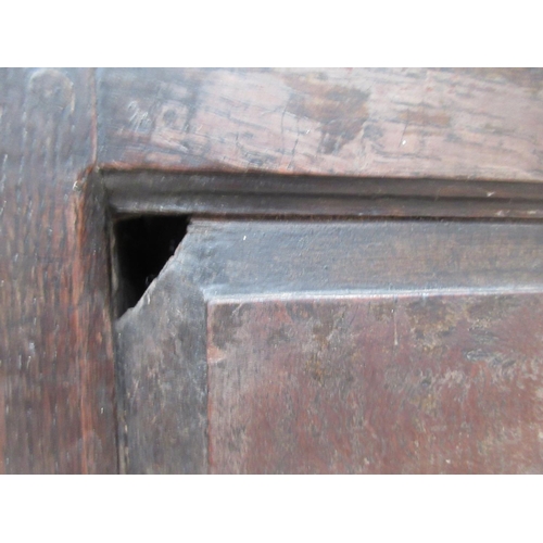 363 - An 18th Century oak Mule Chest with three carved panels above two drawers 4ft W x 2ft 1on H