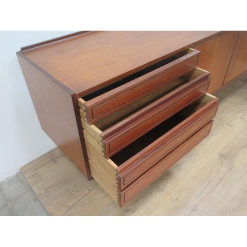 383 - A teak Sideboard fitted eight drawers and two cupboard doors 7ft 3in W x 2ft 5in H