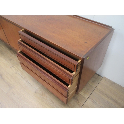 383 - A teak Sideboard fitted eight drawers and two cupboard doors 7ft 3in W x 2ft 5in H