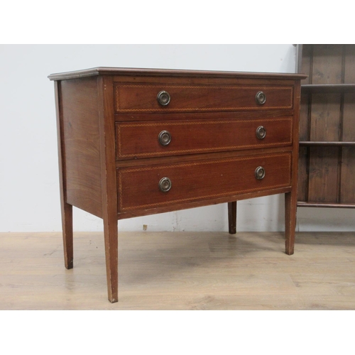 408 - A mahogany Chest of three drawers and a Bookcase