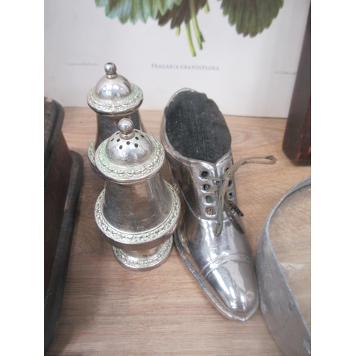 412 - Desk Stand, Magnifying Glass, Pin Cushion in the form of a shoe, a Folio of fruit, a case of Pencils... 