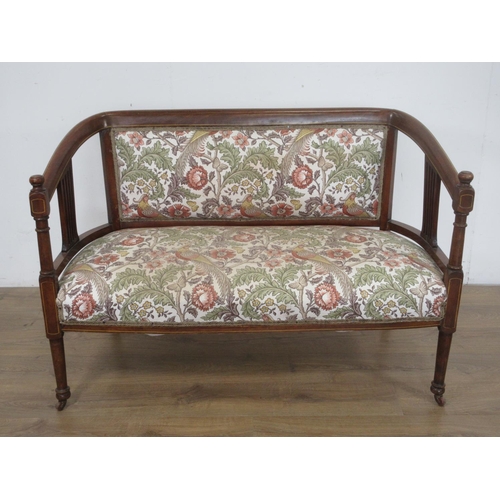 419 - An Edwardian mahogany and inlaid salon suite of Settee and two Armchairs