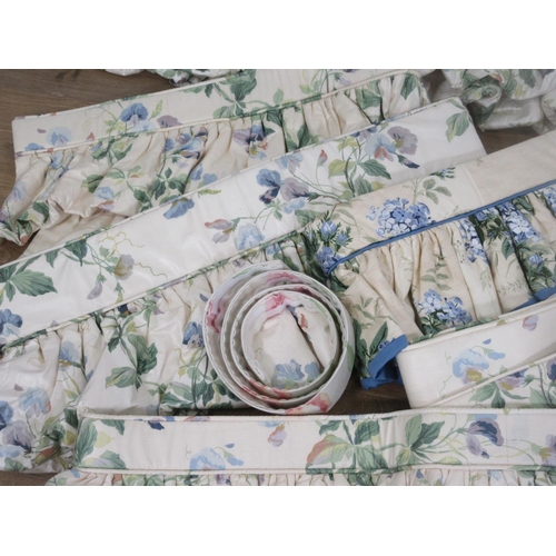 420 - A pair of floral Curtains with tiebacks