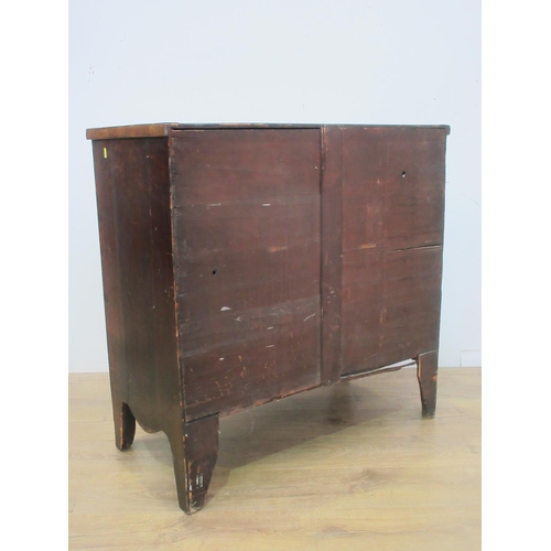 424 - A 19th Century mahogany Chest of three long drawers on splayed feet 3ft W x 3ft H