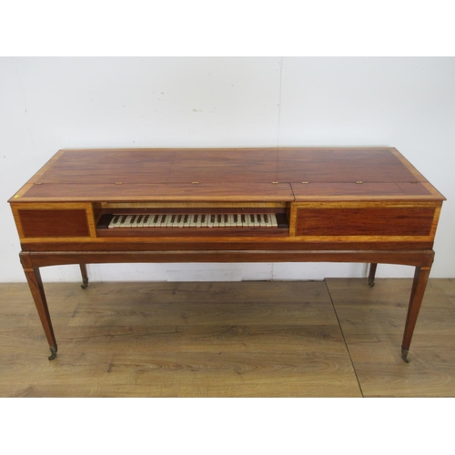 431 - A 19th Century mahogany and satinwood cross banded square Piano on square cut tapering supports and ... 