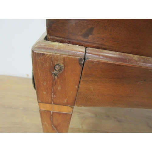 431 - A 19th Century mahogany and satinwood cross banded square Piano on square cut tapering supports and ... 