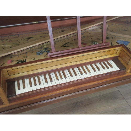 431 - A 19th Century mahogany and satinwood cross banded square Piano on square cut tapering supports and ... 