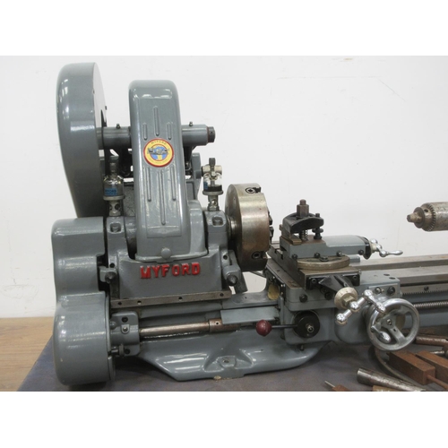 435 - A Myford engineering  Lathe, single phase, 3ft 7in L with a selection of accessories (Passed PAT Tes... 