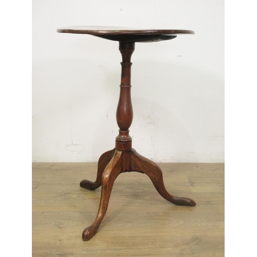 436 - An 18th Century oak Pillar Table on baluster turned column and tripod supports 1ft 7in D