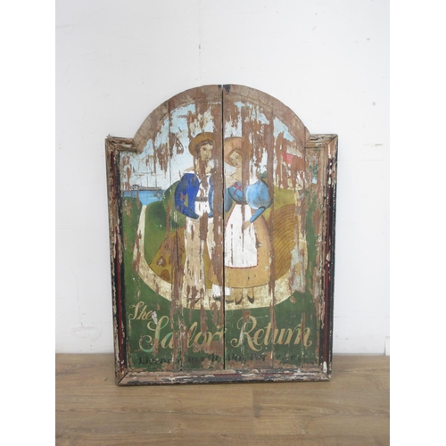 44 - An antique painted wooden Pub Sign 'The Sailors Return' 3ft H x 2ft 2in W