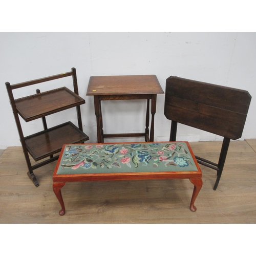 440 - Two folding Coaching Tables, Chair, Footstool and Occasional Table