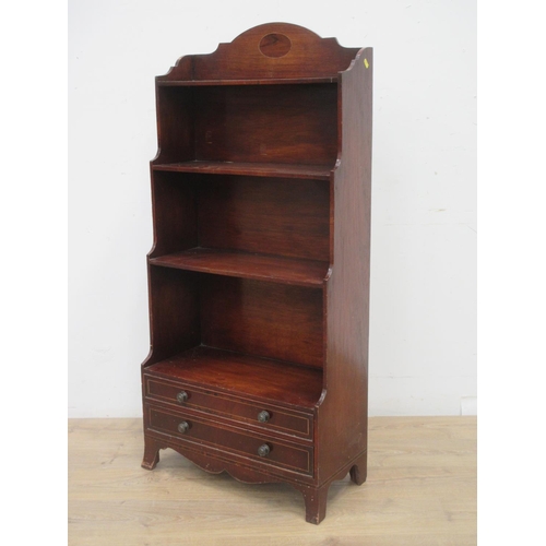 444 - A Georgian style mahogany waterfall Bookcase fitted two drawers to base mounted upon splayed feet 4f... 