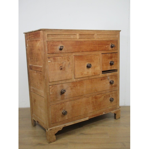 458 - A Georgian pine Chest of three short and three long drawers 3ft 11in H x 3ft 7in W