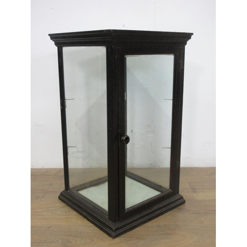 464 - A Caley's ebonised and glazed Display Cabinet with shelves 2ft 4in H x 1ft 4in W