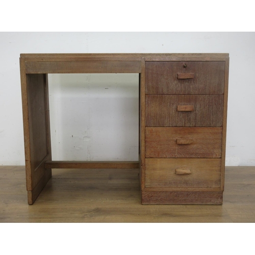 468 - A Heals oak Desk fitted four drawers 3ft 4in W x 2ft 6in H