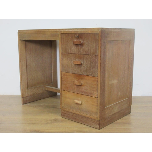 468 - A Heals oak Desk fitted four drawers 3ft 4in W x 2ft 6in H