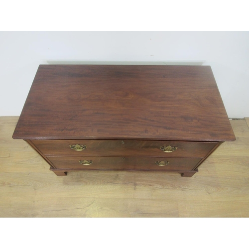 473 - A 19th Century mahogany Chest of two long drawers mounted on ogee bracket feet 3ft 7in W x 2ft 4in H