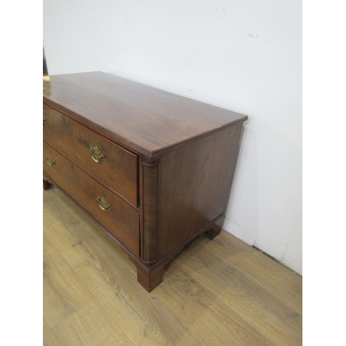 473 - A 19th Century mahogany Chest of two long drawers mounted on ogee bracket feet 3ft 7in W x 2ft 4in H