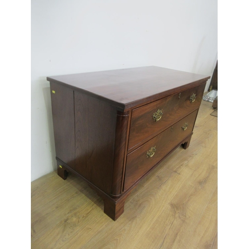 473 - A 19th Century mahogany Chest of two long drawers mounted on ogee bracket feet 3ft 7in W x 2ft 4in H