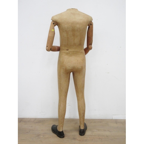 474 - A shop display male Mannikin with wooden arms 5ft H