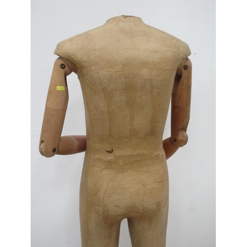 474 - A shop display male Mannikin with wooden arms 5ft H