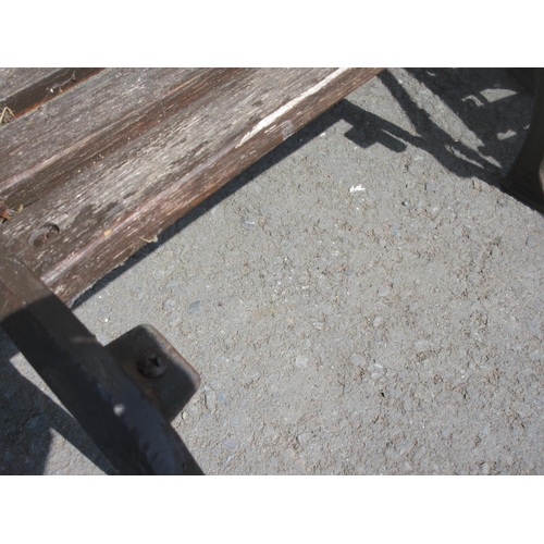 476 - A pair of Garden Benches with metal ends and a pair of Garden Chairs