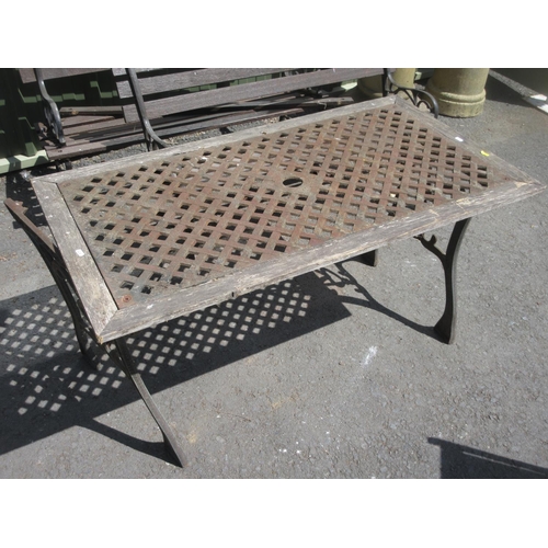 476 - A pair of Garden Benches with metal ends and a pair of Garden Chairs