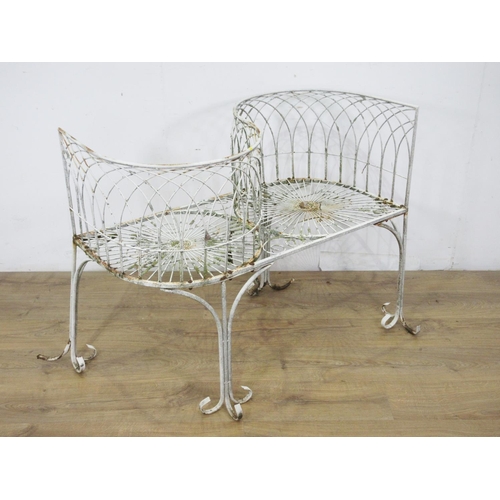 481 - A white painted metal Lover's Seat