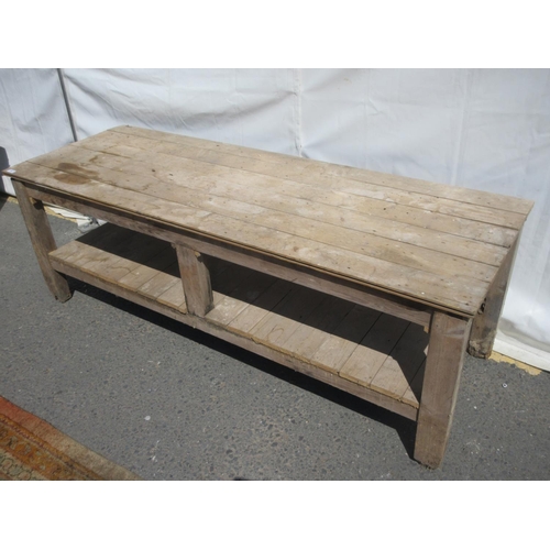 486 - A pine Potting Shed Table 7ft W x 2ft 4in H