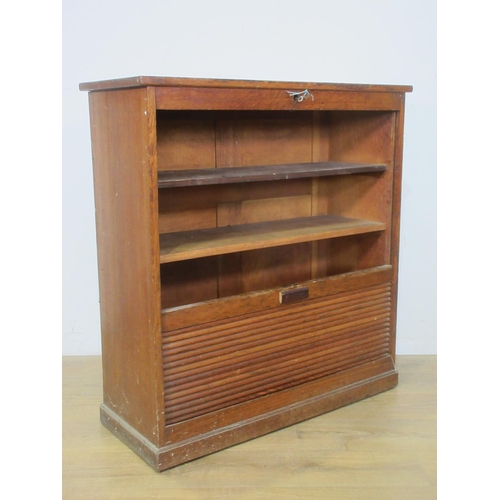 497 - An oak tambour fronted Cabinet 3ft 6in H x 3ft 3in W