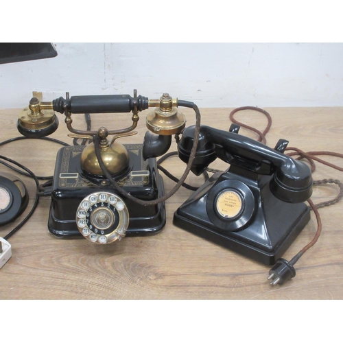 502 - An antique Telephone converted to a table lamp and two other old Telephones (Failed PAT Test)