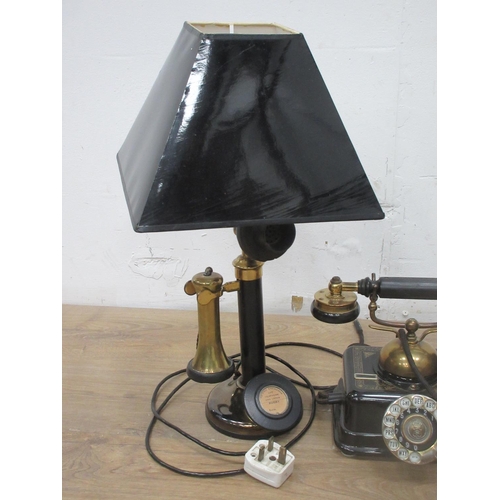 502 - An antique Telephone converted to a table lamp and two other old Telephones (Failed PAT Test)