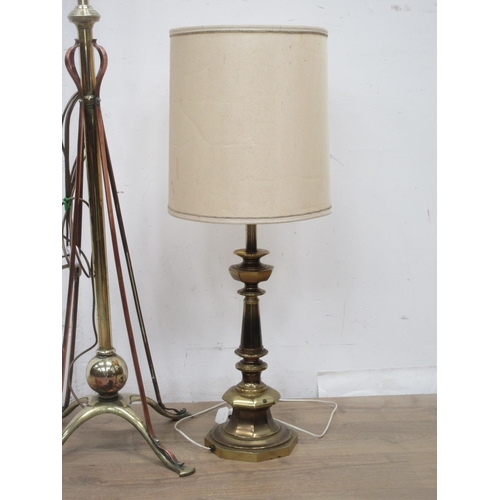 514 - A brass Table Lamp and shade 3ft H and a brass Standard Lamp 4ft 2in H (Failed PAT Tests)