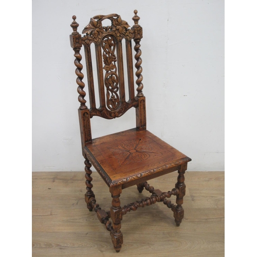 516 - A 19th Century mahogany and inlaid Elbow Chair, a Victorian carved oak Hall Chair, Victorian mahogan... 