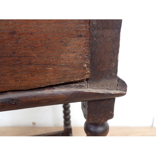 106 - A late 17th Century oak Side Table fitted single frieze drawer mounted upon bobbin turned supports 2... 