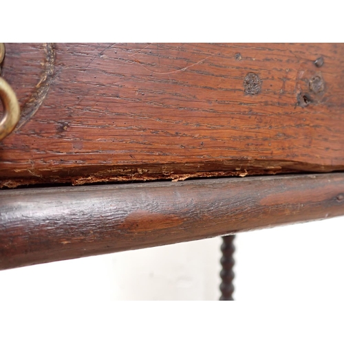 106 - A late 17th Century oak Side Table fitted single frieze drawer mounted upon bobbin turned supports 2... 