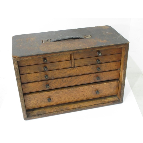 117 - An oak Engineer's Chest of drawers 1ft 4in W x 11in H