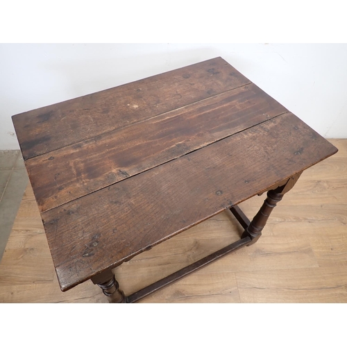 122 - A late 17th Century oak Altar Table with turned supports united by surrounding stretchers 3ft 2in W ... 