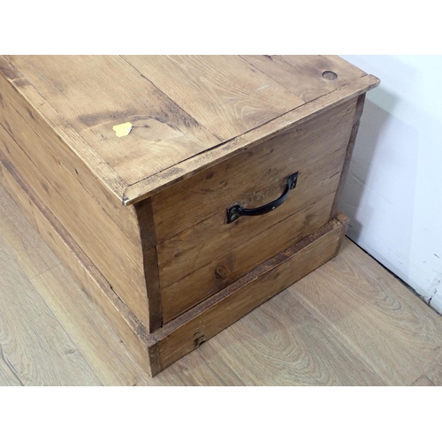 129 - A modern pine Blanket Chest 2ft 8in W x 1ft 4in H and a beech Kitchen Armchair