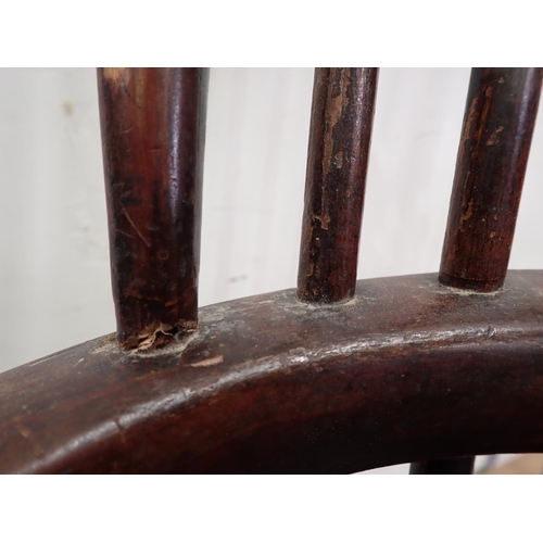 13 - A 19th Century ash and elm Windsor Armchair with pierced splat back on turned supports united by cri... 