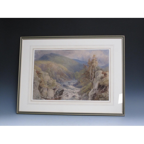 242 - THOMAS PYNE. A lakeland river landscape, signed and dated 1870, watercolour, 13 x 19in